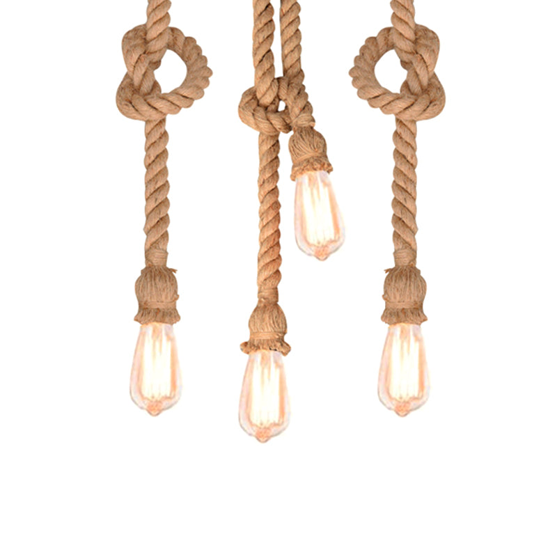 DIY Adjustable Hemp Rope Hanging Light Retro Industrial Single Bare Bulb Lighting Fixture for Bar Counter Farmhouse Clearhalo 2612209