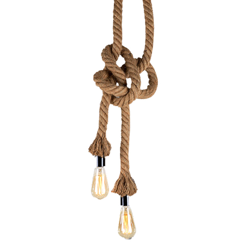 DIY Adjustable Hemp Rope Hanging Light Retro Industrial Single Bare Bulb Lighting Fixture for Bar Counter Farmhouse Clearhalo 2612210