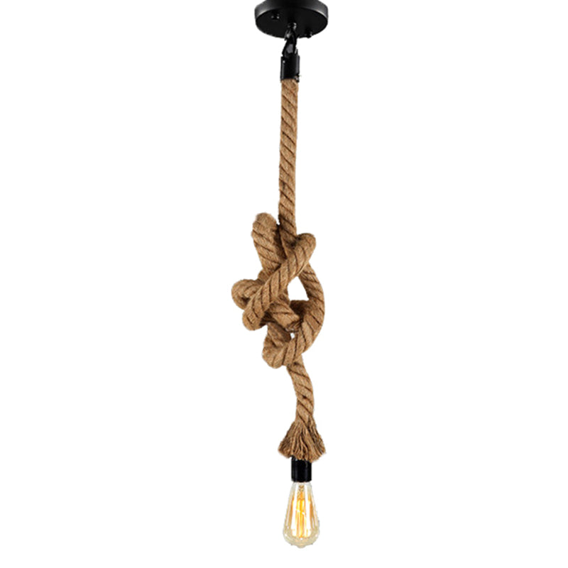 DIY Adjustable Hemp Rope Hanging Light Retro Industrial Single Bare Bulb Lighting Fixture for Bar Counter Farmhouse Clearhalo 2612211
