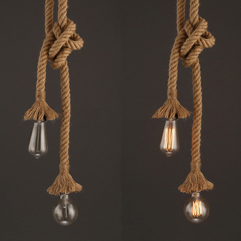 DIY Adjustable Hemp Rope Hanging Light Retro Industrial Single Bare Bulb Lighting Fixture for Bar Counter Farmhouse Clearhalo 2612214