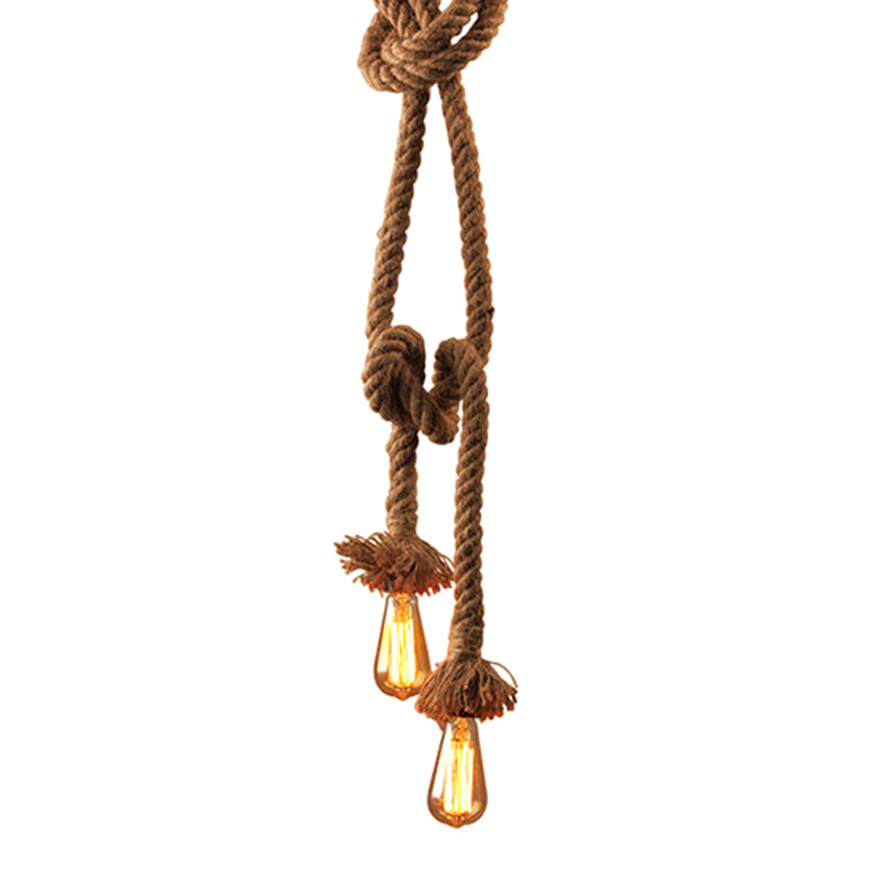 DIY Adjustable Hemp Rope Hanging Light Retro Industrial Single Bare Bulb Lighting Fixture for Bar Counter Farmhouse Clearhalo 2612215