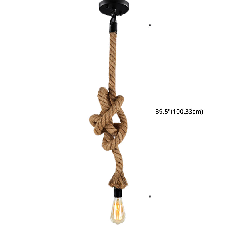 DIY Adjustable Hemp Rope Hanging Light Retro Industrial Single Bare Bulb Lighting Fixture for Bar Counter Farmhouse Clearhalo 2612216
