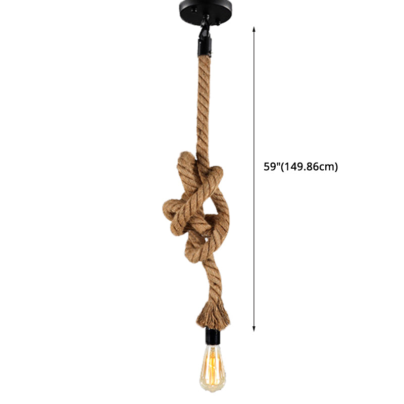DIY Adjustable Hemp Rope Hanging Light Retro Industrial Single Bare Bulb Lighting Fixture for Bar Counter Farmhouse Clearhalo 2612217
