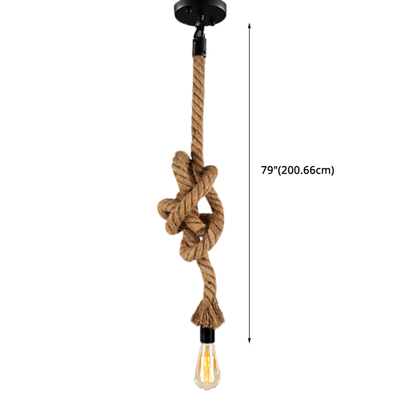 DIY Adjustable Hemp Rope Hanging Light Retro Industrial Single Bare Bulb Lighting Fixture for Bar Counter Farmhouse Clearhalo 2612218