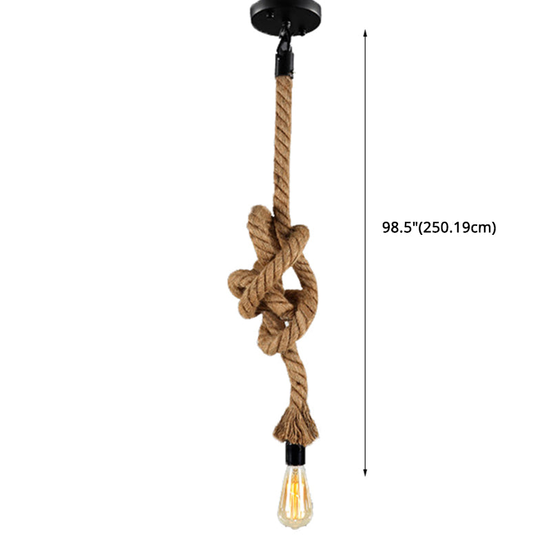 DIY Adjustable Hemp Rope Hanging Light Retro Industrial Single Bare Bulb Lighting Fixture for Bar Counter Farmhouse Clearhalo 2612219