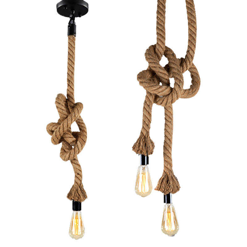 DIY Adjustable Hemp Rope Hanging Light Retro Industrial Single Bare Bulb Lighting Fixture for Bar Counter Farmhouse Clearhalo 2612224