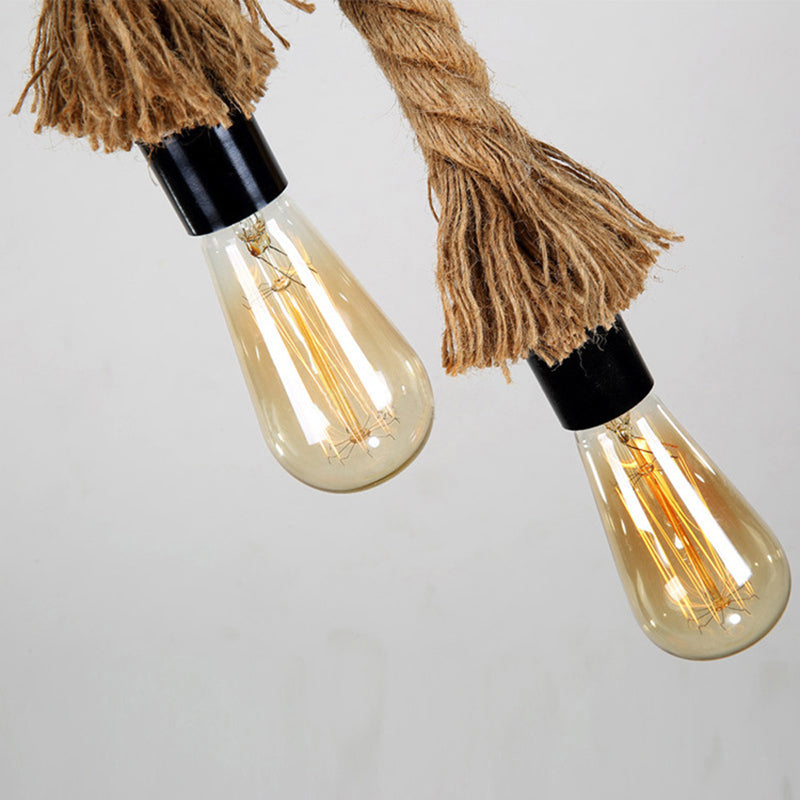 DIY Adjustable Hemp Rope Hanging Light Retro Industrial Single Bare Bulb Lighting Fixture for Bar Counter Farmhouse Clearhalo 2612225