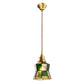 Stained Glass Shade Tiffany Hanging Light Brass Bedroom Mini Pendant Lamp with 63" Hanging Wire Green Clearhalo 'Ceiling Lights' 'Pendant Lights' 'Pendants' Lighting' 2612252