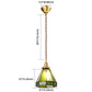 Stained Glass Shade Tiffany Hanging Light Brass Bedroom Mini Pendant Lamp with 63" Hanging Wire Clearhalo 'Ceiling Lights' 'Pendant Lights' 'Pendants' Lighting' 2612265