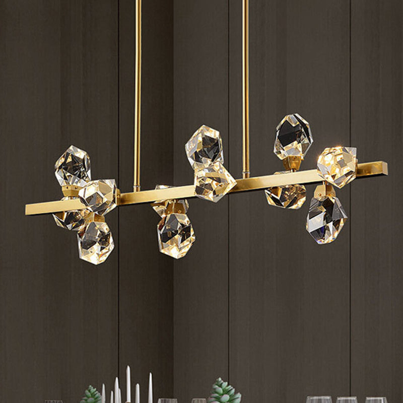 Brass LED Gemstone Hanging Light Minimalist Crystal Island Lighting for Dining Room Clearhalo 'Ceiling Lights' 'Island Lights' 'Lighting' 2612410