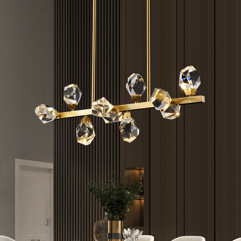 Brass LED Gemstone Hanging Light Minimalist Crystal Island Lighting for Dining Room Clearhalo 'Ceiling Lights' 'Island Lights' 'Lighting' 2612413