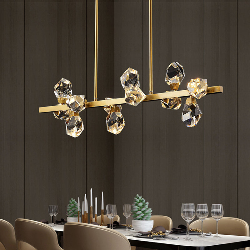 Brass LED Gemstone Hanging Light Minimalist Crystal Island Lighting for Dining Room Clearhalo 'Ceiling Lights' 'Island Lights' 'Lighting' 2612415