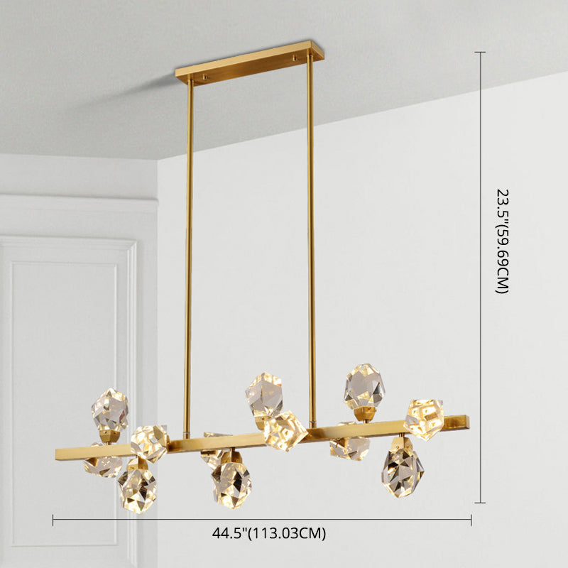 Brass LED Gemstone Hanging Light Minimalist Crystal Island Lighting for Dining Room Clearhalo 'Ceiling Lights' 'Island Lights' 'Lighting' 2612417