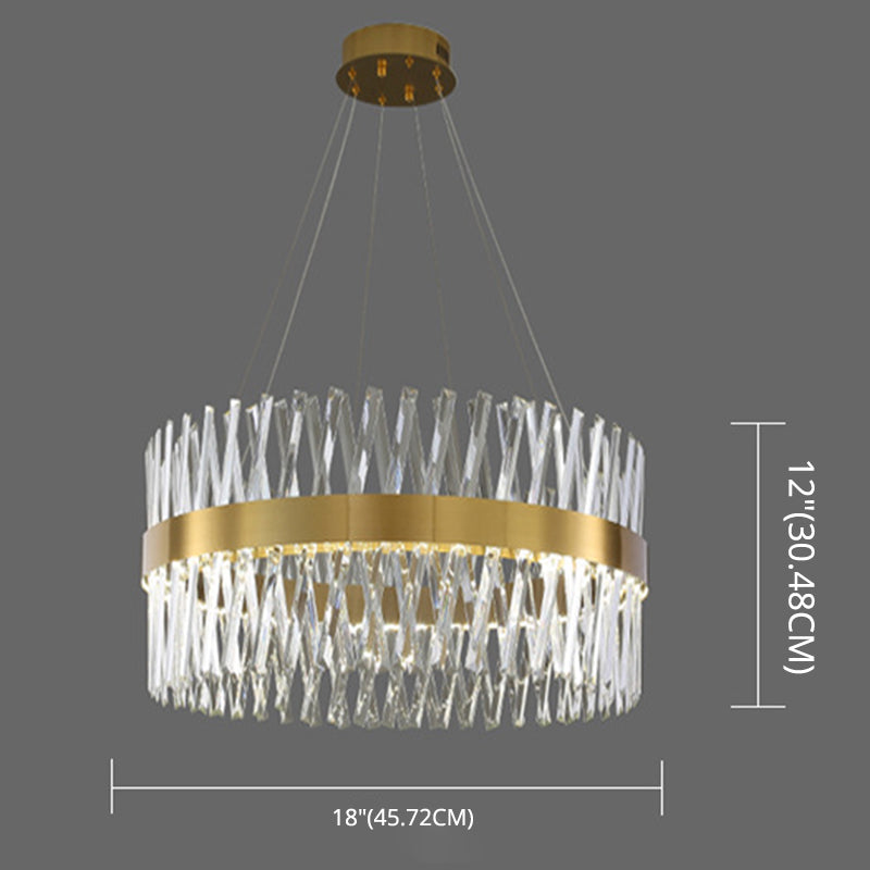 Postmodern Simple Geometric Pendant Light K9 Crystal Strip Bedroom LED Island Light in Gold Clearhalo 'Ceiling Lights' 'Island Lights' 'Lighting' 2612434