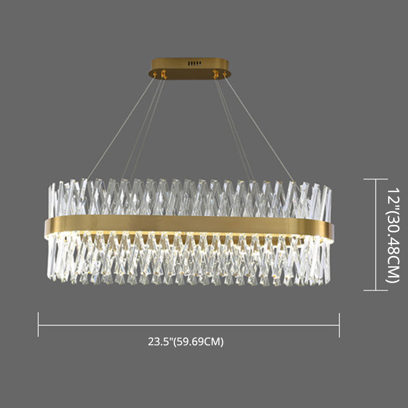 Postmodern Simple Geometric Pendant Light K9 Crystal Strip Bedroom LED Island Light in Gold Clearhalo 'Ceiling Lights' 'Island Lights' 'Lighting' 2612435