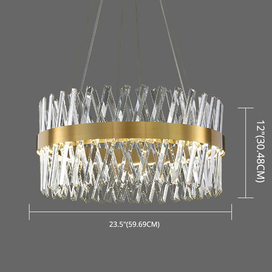Postmodern Simple Geometric Pendant Light K9 Crystal Strip Bedroom LED Island Light in Gold Clearhalo 'Ceiling Lights' 'Island Lights' 'Lighting' 2612436