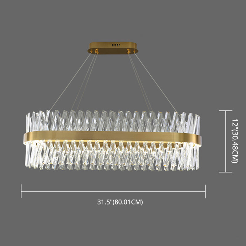Postmodern Simple Geometric Pendant Light K9 Crystal Strip Bedroom LED Island Light in Gold Clearhalo 'Ceiling Lights' 'Island Lights' 'Lighting' 2612437