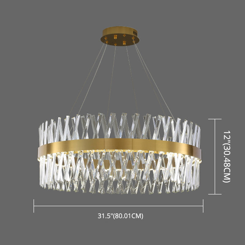 Postmodern Simple Geometric Pendant Light K9 Crystal Strip Bedroom LED Island Light in Gold Clearhalo 'Ceiling Lights' 'Island Lights' 'Lighting' 2612439