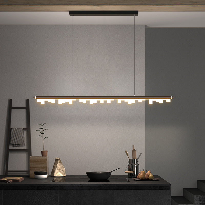 Matte Effect Tubular Metal Island Lighting Simple Style LED Ceiling Light with Acrylic Shade Clearhalo 'Ceiling Lights' 'Island Lights' 'Lighting' 2612490