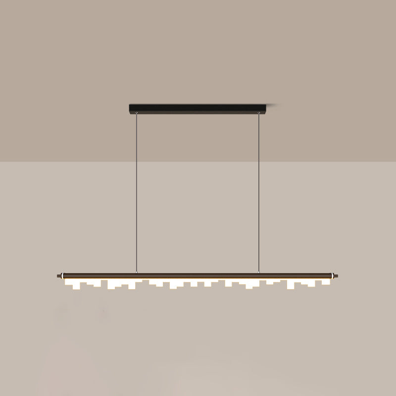Matte Effect Tubular Metal Island Lighting Simple Style LED Ceiling Light with Acrylic Shade Black Clearhalo 'Ceiling Lights' 'Island Lights' 'Lighting' 2612491