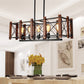 5 Lights Pendant Light Industrial Rectangular Cage Metal Island Lighting in Black Clearhalo 'Ceiling Lights' 'Island Lights' 'Lighting' 2612531