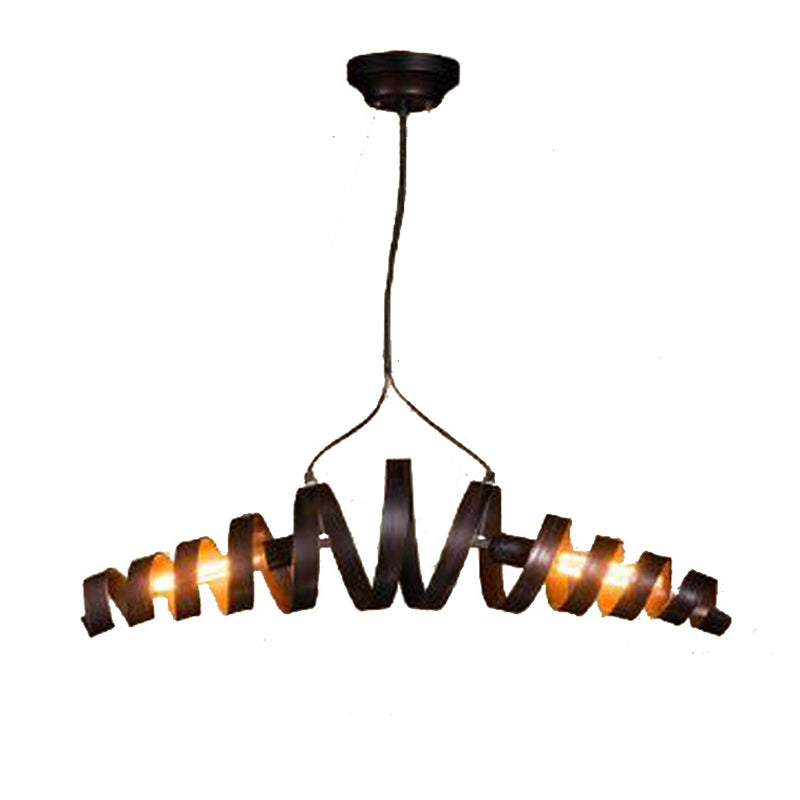 Spiral Metal Island Lighting Industrial Style 2-Head Cafe Bar Pendant Lamp in Rust Rust Clearhalo 'Ceiling Lights' 'Island Lights' 'Lighting' 2612539