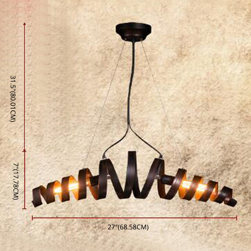 Spiral Metal Island Lighting Industrial Style 2-Head Cafe Bar Pendant Lamp in Rust Clearhalo 'Ceiling Lights' 'Island Lights' 'Lighting' 2612540