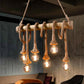 Hemp Rope Pendant Lamp Industrial Style Beige Linear Restaurant over Island Lighting Clearhalo 'Ceiling Lights' 'Island Lights' 'Lighting' 2612569