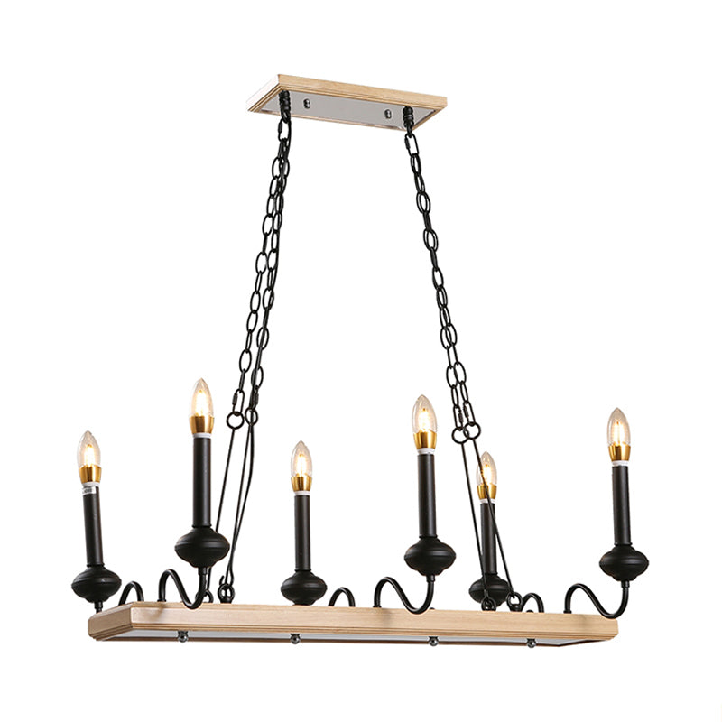 6 Lights Candle Style Island Light Vintage Black Metal Pendant Lighting for Dining Room Clearhalo 'Ceiling Lights' 'Island Lights' Lighting' 261335