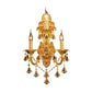 Gold Candelabra Wall Mount Light Traditional Metal 3 Heads Bedroom Sconce Light with Diamond Shape Crystal Decoration Clearhalo 'Wall Lamps & Sconces' 'Wall Lights' Lighting' 261343