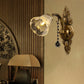 Flower Frosted Glass Wall Mount Light Traditional 1 Head Bedroom Sconce Light Fixture in Brass Clearhalo 'Wall Lamps & Sconces' 'Wall Lights' Lighting' 261373