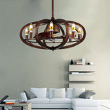 8-Head Metal Semi Mount Lighting Retro Copper Finish Oblate Spheroid Close to Ceiling Lamp Clearhalo 'Ceiling Lights' 'Close To Ceiling Lights' 'Close to ceiling' 'Semi-flushmount' Lighting' 261428