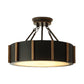 LED Semi Flush Drum Light Rustic Black Metallic Close to Ceiling Light Fixture, Warm Light Clearhalo 'Ceiling Lights' 'Close To Ceiling Lights' 'Close to ceiling' 'Semi-flushmount' Lighting' 261464
