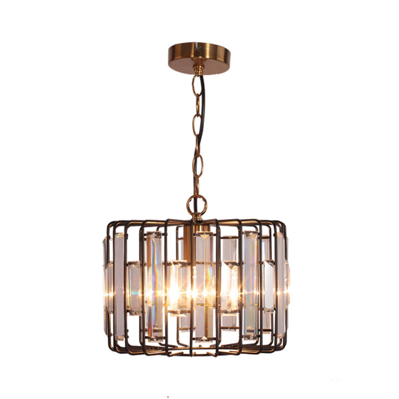 11"/13"/16" Dia Crystal Shaded Round Pendant Modern Single Living Room Hanging Ceiling Light in Black Clearhalo 'Art Deco Pendants' 'Cast Iron' 'Ceiling Lights' 'Ceramic' 'Crystal' 'Industrial Pendants' 'Industrial' 'Metal' 'Middle Century Pendants' 'Pendant Lights' 'Pendants' 'Tiffany' Lighting' 261493