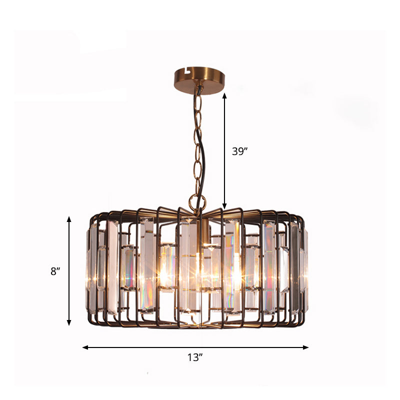 11"/13"/16" Dia Crystal Shaded Round Pendant Modern Single Living Room Hanging Ceiling Light in Black Clearhalo 'Art Deco Pendants' 'Cast Iron' 'Ceiling Lights' 'Ceramic' 'Crystal' 'Industrial Pendants' 'Industrial' 'Metal' 'Middle Century Pendants' 'Pendant Lights' 'Pendants' 'Tiffany' Lighting' 261494