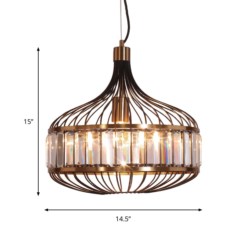 12"/13"/14.5" W Black Cage Ceiling Pendant Traditional 1 Bulb Iron Hanging Lamp for Living Room Clearhalo 'Art Deco Pendants' 'Cast Iron' 'Ceiling Lights' 'Ceramic' 'Crystal' 'Industrial Pendants' 'Industrial' 'Metal' 'Middle Century Pendants' 'Pendant Lights' 'Pendants' 'Tiffany' Lighting' 261502