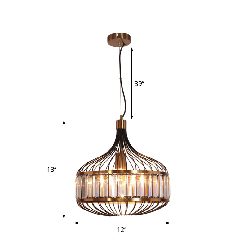 12"/13"/14.5" W Black Cage Ceiling Pendant Traditional 1 Bulb Iron Hanging Lamp for Living Room Clearhalo 'Art Deco Pendants' 'Cast Iron' 'Ceiling Lights' 'Ceramic' 'Crystal' 'Industrial Pendants' 'Industrial' 'Metal' 'Middle Century Pendants' 'Pendant Lights' 'Pendants' 'Tiffany' Lighting' 261506