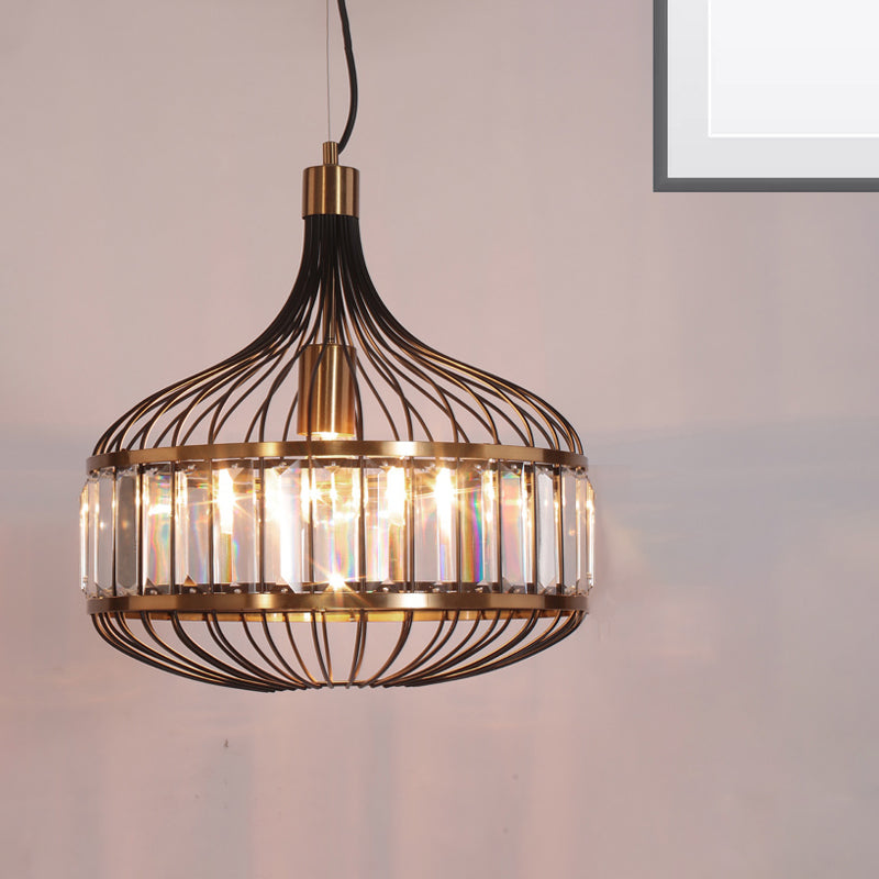 12"/13"/14.5" W Black Cage Ceiling Pendant Traditional 1 Bulb Iron Hanging Lamp for Living Room Clearhalo 'Art Deco Pendants' 'Cast Iron' 'Ceiling Lights' 'Ceramic' 'Crystal' 'Industrial Pendants' 'Industrial' 'Metal' 'Middle Century Pendants' 'Pendant Lights' 'Pendants' 'Tiffany' Lighting' 261507
