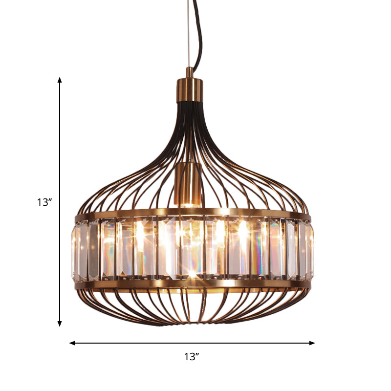 12"/13"/14.5" W Black Cage Ceiling Pendant Traditional 1 Bulb Iron Hanging Lamp for Living Room Clearhalo 'Art Deco Pendants' 'Cast Iron' 'Ceiling Lights' 'Ceramic' 'Crystal' 'Industrial Pendants' 'Industrial' 'Metal' 'Middle Century Pendants' 'Pendant Lights' 'Pendants' 'Tiffany' Lighting' 261511