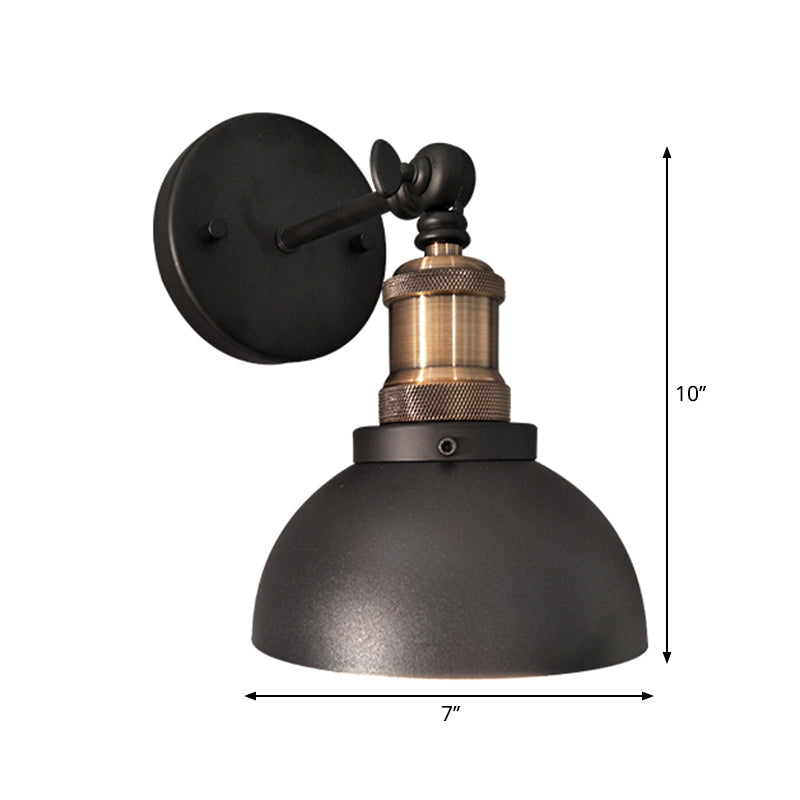 Dome Restaurant Wall Lighting Metal 1 Light Modern Style Adjustable Wall Sconce Lamp in Black Clearhalo 'Art deco wall lights' 'Cast Iron' 'Glass' 'Industrial wall lights' 'Industrial' 'Middle century wall lights' 'Modern' 'Rustic wall lights' 'Tiffany' 'Traditional wall lights' 'Wall Lamps & Sconces' 'Wall Lights' Lighting' 261553