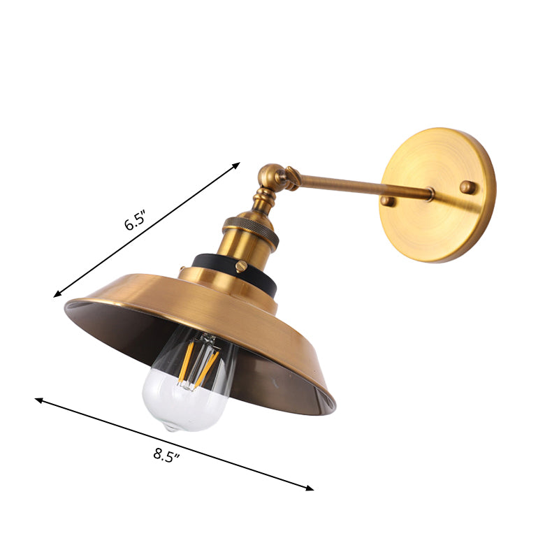 Rotatable Barn/Cone Shade Wall Lamp Industrial Style Metal 1 Head Wall Lighting Fixture in Brass for Kitchen Clearhalo 'Art deco wall lights' 'Cast Iron' 'Glass' 'Industrial wall lights' 'Industrial' 'Middle century wall lights' 'Modern' 'Rustic wall lights' 'Tiffany' 'Traditional wall lights' 'Wall Lamps & Sconces' 'Wall Lights' Lighting' 261565