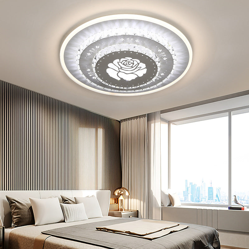 White LED Ceiling Mount Modern Crystal Loving Heart/Square/Rose Flush Light Fixture for Bedroom in Warm/White/3 Color Light Clearhalo 'Ceiling Lights' 'Close To Ceiling Lights' 'Close to ceiling' 'Flush mount' Lighting' 261589