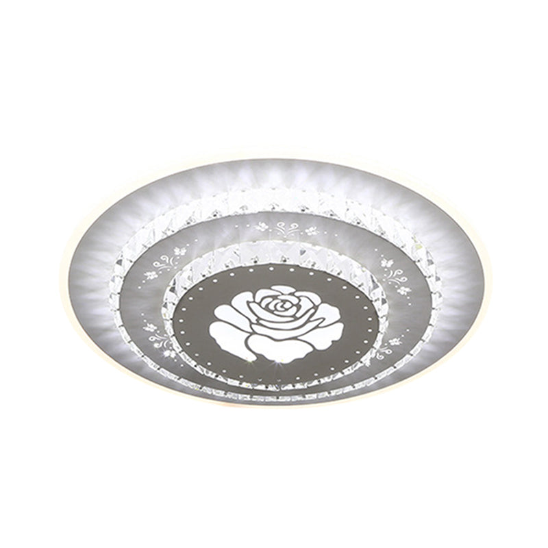 White LED Ceiling Mount Modern Crystal Loving Heart/Square/Rose Flush Light Fixture for Bedroom in Warm/White/3 Color Light Clearhalo 'Ceiling Lights' 'Close To Ceiling Lights' 'Close to ceiling' 'Flush mount' Lighting' 261590