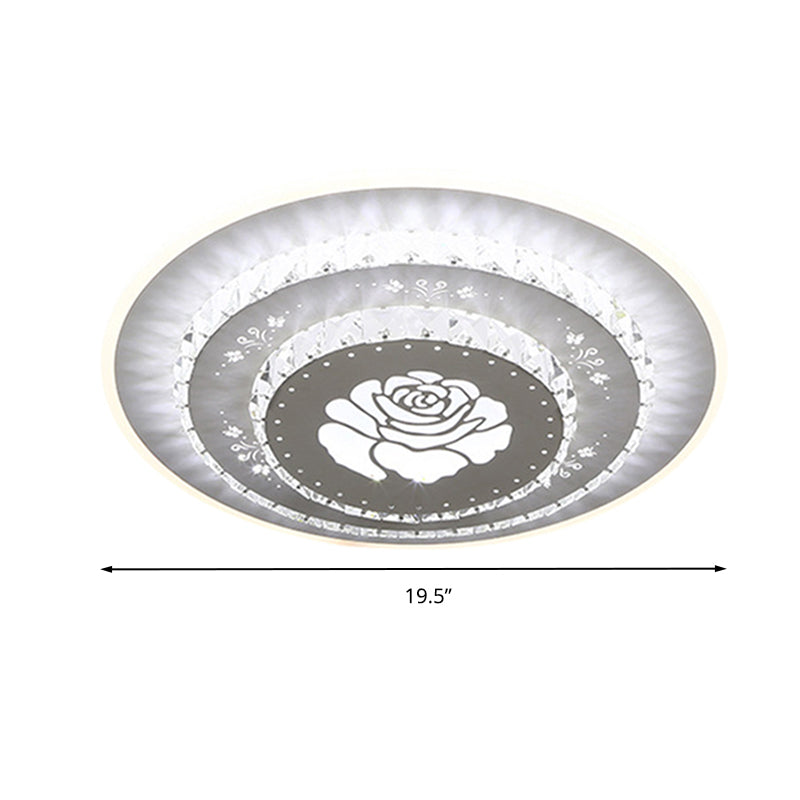 White LED Ceiling Mount Modern Crystal Loving Heart/Square/Rose Flush Light Fixture for Bedroom in Warm/White/3 Color Light Clearhalo 'Ceiling Lights' 'Close To Ceiling Lights' 'Close to ceiling' 'Flush mount' Lighting' 261591