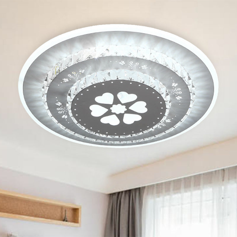White LED Ceiling Mount Modern Crystal Loving Heart/Square/Rose Flush Light Fixture for Bedroom in Warm/White/3 Color Light Clearhalo 'Ceiling Lights' 'Close To Ceiling Lights' 'Close to ceiling' 'Flush mount' Lighting' 261600
