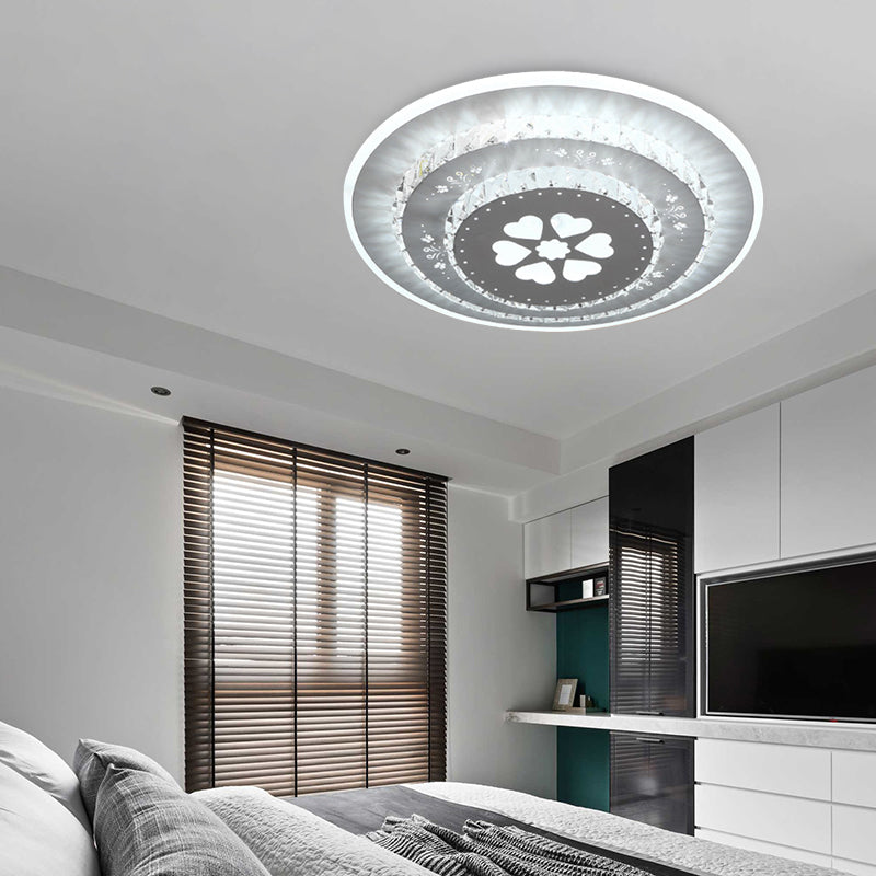 White LED Ceiling Mount Modern Crystal Loving Heart/Square/Rose Flush Light Fixture for Bedroom in Warm/White/3 Color Light Clearhalo 'Ceiling Lights' 'Close To Ceiling Lights' 'Close to ceiling' 'Flush mount' Lighting' 261602