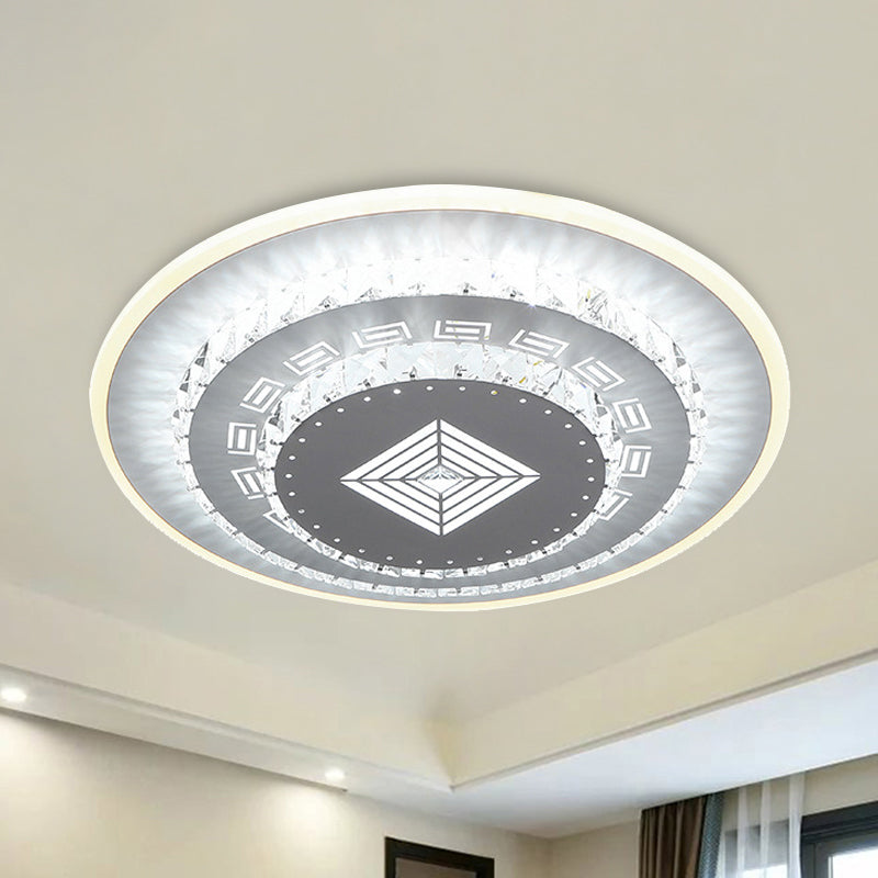 White LED Ceiling Mount Modern Crystal Loving Heart/Square/Rose Flush Light Fixture for Bedroom in Warm/White/3 Color Light White Square Plate Clearhalo 'Ceiling Lights' 'Close To Ceiling Lights' 'Close to ceiling' 'Flush mount' Lighting' 261604