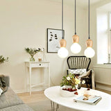 Wooden Cap Hanging Light Loft Style 1 Head Living Room Pendant Lamp with Exposed Bulb and Adjustable Cord, 2"/3" W Clearhalo 'Art Deco Pendants' 'Cast Iron' 'Ceiling Lights' 'Ceramic' 'Crystal' 'Industrial Pendants' 'Industrial' 'Metal' 'Middle Century Pendants' 'Pendant Lights' 'Pendants' 'Tiffany' Lighting' 26160