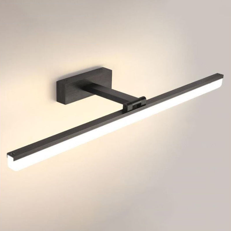 Modern Style Armed LED Wall Mounted Vanity Lights Metal Simple Bathroom Vanity Sconce Black Clearhalo 'Vanity Lights' 'Wall Lights' Lighting' 2616840