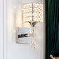 Cubic Shade Wall Sconce Modern Stylish Clear Crystal and Metal 1 Light Bedroom Wall Sconce Fixture in Silver/Gold Silver Clearhalo 'Modern wall lights' 'Modern' 'Wall Lamps & Sconces' 'Wall Lights' Lighting' 261689